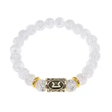 Браслет с руной Перт и синт. камнем Сахарный кварц BSRG-14-16