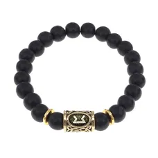 Браслет с руной Перт и синт.камнем Шунгит BSRG-14-24