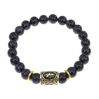Браслет с руной Наутиз и синт.камнем Синий авантюрин BSRG-15-02