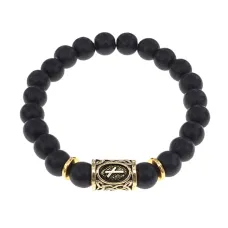 Браслет с руной Наутиз и синт.камнем Шунгит BSRG-15-24