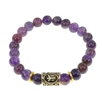 Браслет с руной Альгиз и нат. камнем Аметист BSRG-16-03