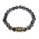 Браслет с руной Альгиз и нат. камнем Снежный обсидиан BSRG-16-14