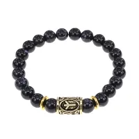 Браслет с руной Альгиз и нат.камнем Черный агат BSRG-16-23