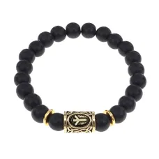 Браслет с руной Альгиз и синт.камнем Шунгит BSRG-16-24