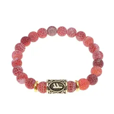 Браслет с руной Феху и нат.камнем Африканский агат BSRG-17-04