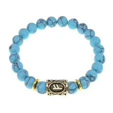 Браслет с руной Феху и синт.камнем Бирюза BSRG-17-05
