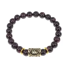 Браслет с руной Феху и нат. камнем Гранат BSRG-17-06