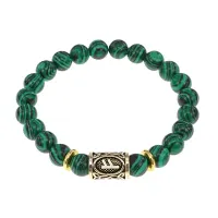 Браслет с руной Феху и синт.камнем Малахит BSRG-17-12
