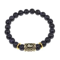 Браслет с руной Вуньо и синт.камнем Синий авантюрин BSRG-18-02