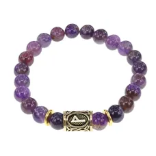 Браслет с руной Вуньо и нат.камнем Аметист BSRG-18-03
