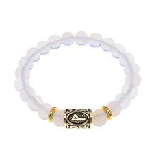 Браслет с руной Вуньо и синт.камнем Лунный камень BSRG-18-11