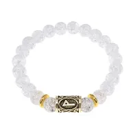 Браслет с руной Вуньо и синт. камнем Сахарный кварц BSRG-18-16