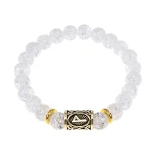 Браслет с руной Вуньо и синт. камнем Сахарный кварц BSRG-18-16