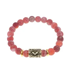 Браслет с руной Кеназ и нат.камнем Африканский агат BSRG-19-04