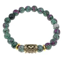 Браслет с руной Кеназ и синт. камнем Цоизит BSRG-19-22