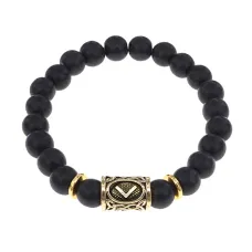 Браслет с руной Кеназ и синт. камнем Шунгит BSRG-19-24