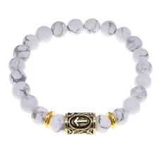 Браслет с руной Тейваз и нат.камнем Кахолонг BSRG-20-07