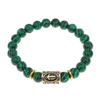 Браслет с руной Тейваз и синт.камнем Малахит BSRG-20-12