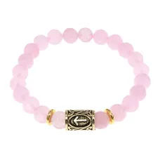 Браслет с руной Тейваз и нат. камнем Розовый кварц BSRG-20-15