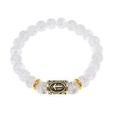 Браслет с руной Тейваз и синт.камнем Сахарный кварц BSRG-20-16
