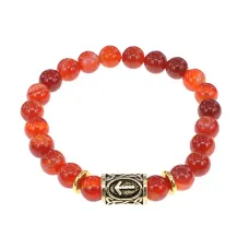 Браслет с руной Тейваз и нат.камнем Сердолик BSRG-20-17