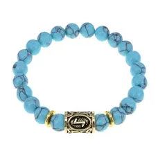 Браслет с руной Эйваз и синт.камнем Бирюза BSRG-22-05