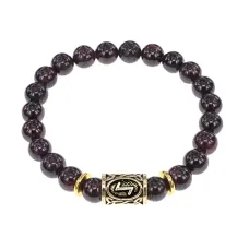 Браслет с руной Эйваз и нат.камнем Гранат BSRG-22-06