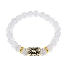 Браслет с руной Эйваз и синт. камнем Сахарный кварц BSRG-22-16