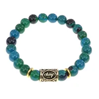 Браслет с руной Эйваз и синт.камнем Хризоколла BSRG-22-21