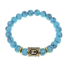 Браслет с руной Манназ и синт. камнем Бирюза BSRG-23-05
