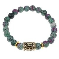 Браслет с руной Манназ и синт.камнем Цоизит BSRG-23-22