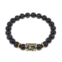 Браслет с руной Манназ и нат.камнем Черный агат