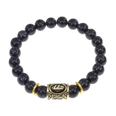 Браслет с руной Ансуз и синт.камнем Синий авантюрин BSRG-24-02