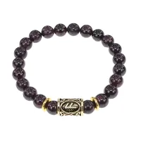 Браслет с руной Ансуз и нат.камнем Гранат BSRG-24-06