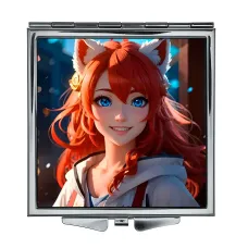 Складное зеркало квадратное Аниме девушка неко ZER2-0382