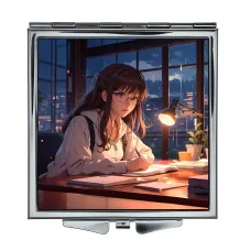 Складное зеркало квадратное Аниме девушка в очках ZER2-0383