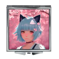 Складное зеркало квадратное Аниме девушка неко и сакура ZER2-0384