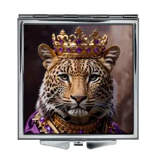 Складное зеркало квадратное Леопард с короной ZER2-0402