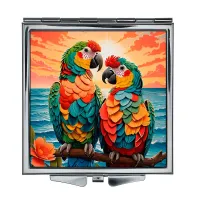 Складное зеркало квадратное Тропические попугаи ZER2-0409