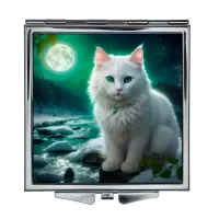 Складное зеркало квадратное Белая кошка ZER2-0418