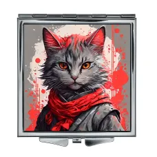 Складное зеркало квадратное Кот с повязкой ZER2-0420