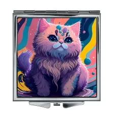 Складное зеркало квадратное Кошка ZER2-0421