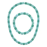 Комплект бусы и браслет, цвет бирюзовый и голубой UH004-03