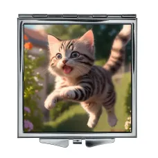 Складное зеркало квадратное Котенок в прыжке ZER2-0428