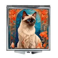 Складное зеркало квадратное Сиамская кошка ZER2-0432