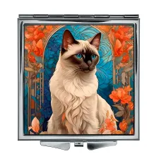 Складное зеркало квадратное Сиамская кошка ZER2-0432