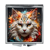 Складное зеркало квадратное Белый кот ZER2-0433