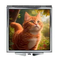 Складное зеркало квадратное Рыжий кот ZER2-0434