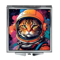 Складное зеркало квадратное Кот астронавт ZER2-0438