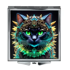 Складное зеркало квадратное Кошка сюрреализм ZER2-0439